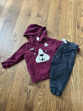 Carter’s Bear Hoodie and Dark Gray Jogger Set, size 18M